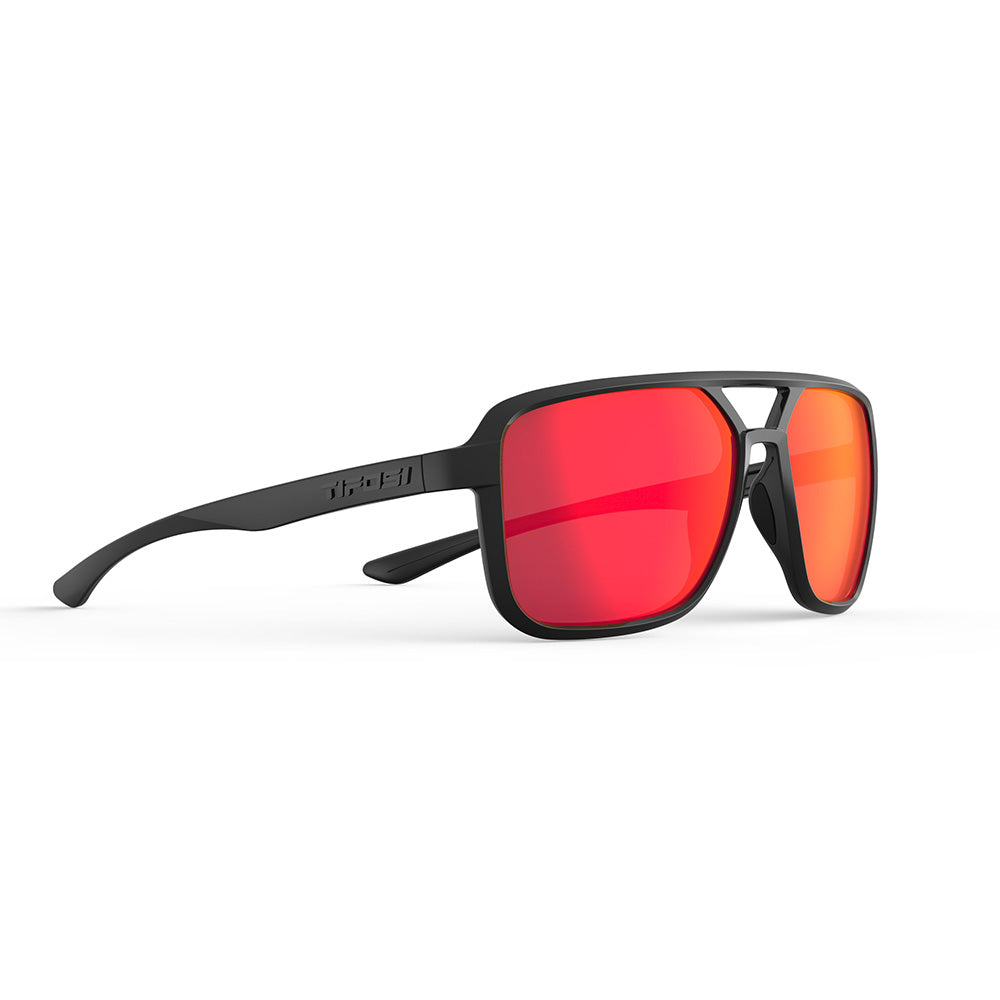 Tifosi Salto Sunglasses Blackout with Smoke Red Mirror Lens