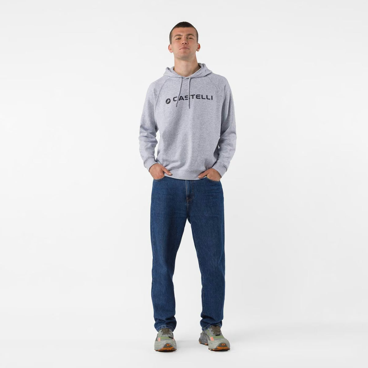 Castelli Logo Hoodie Melagne Gray - Image 4