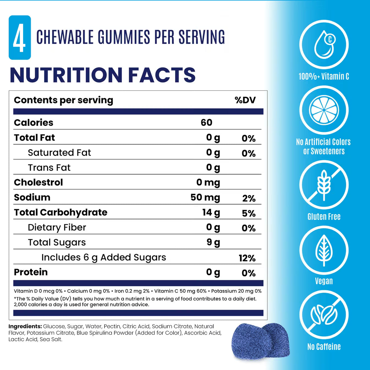 Saltstick Sour Blue Razz Energy Gummies - Image 3