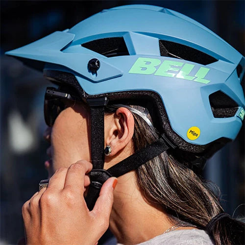 Person wearing an open face helmet