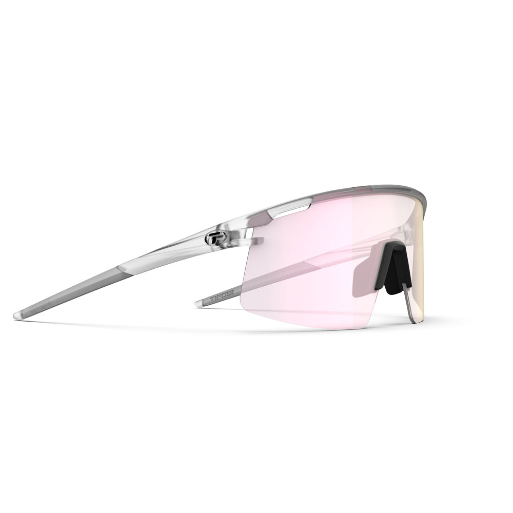 Tifosi Moab Lite Sunglasses Satin Clear with Clarion Pink Fototec Lens
