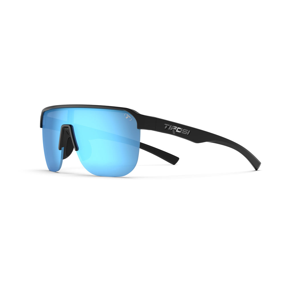 Tifosi Sanctum SL Sunglasses Gloss Black with Smoke Bright Blue Mirror Lens
