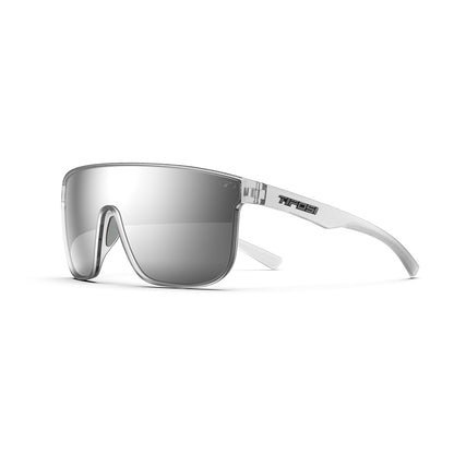Tifosi Sanctum XL Sunglasses Satin Clear with Silver Mirror Lens
