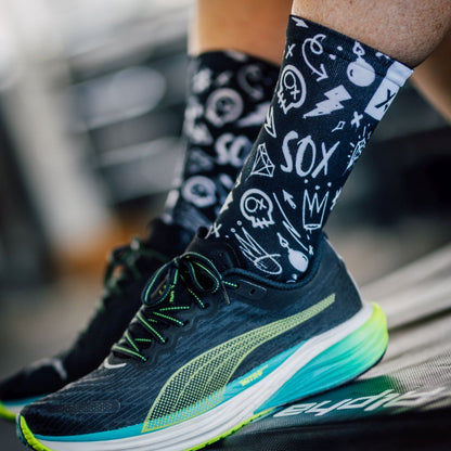SOX FOOTWEAR - DOODLE BLACK CREW SOCKS