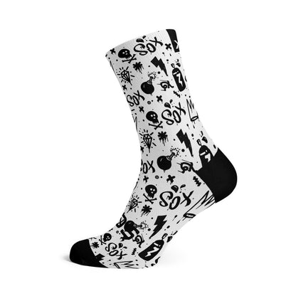 SOX FOOTWEAR - DOODLE WHITE CREW SOCKS