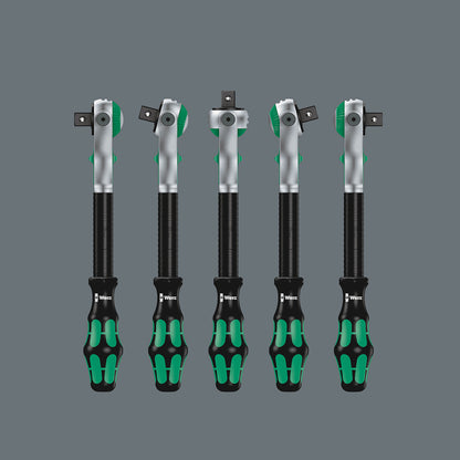 The ratchet head pivots freely and can be locked into any defined position by using the slide switch that is positioned on either side. It is even possible to work in very confined and difficult-to-access areas with enhanced hand clearance. The prede