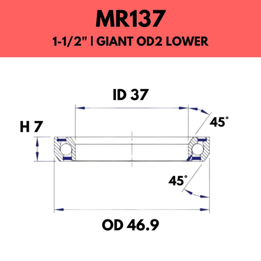 FSA - 1 1/2" HEADSET BEARING - MR-137 - GIANT OD2 LOWER