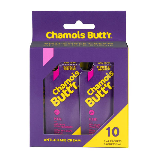 CHAMOIS BUTT'R - HER' ANTI-CHAFE CREAM - 10-PACK BOX (9ML SINGLES)