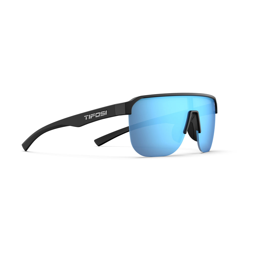 Tifosi Sanctum SL Sunglasses Gloss Black with Smoke Bright Blue Mirror Lens
