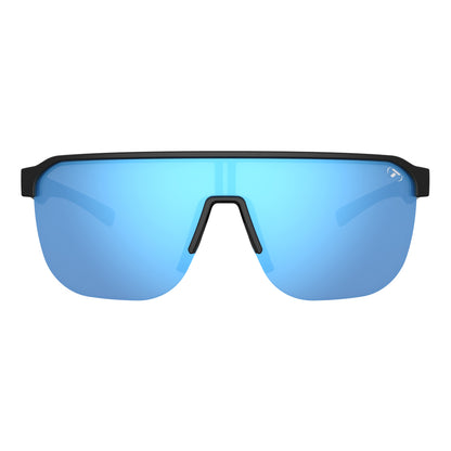Tifosi Sanctum SL Sunglasses Gloss Black with Smoke Bright Blue Mirror Lens

