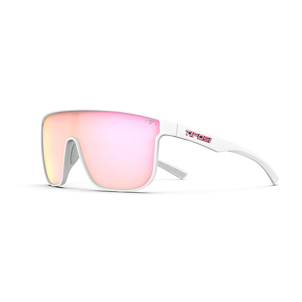 Tifosi Sanctum XL Sunglasses Matte White with Pink Mirror Lens
