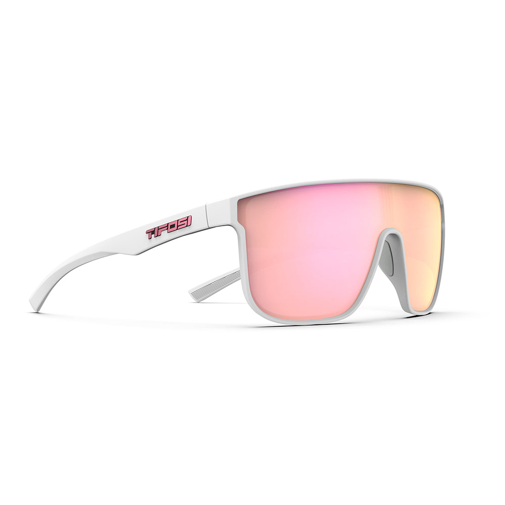 Tifosi Sanctum XL Sunglasses Matte White with Pink Mirror Lens
