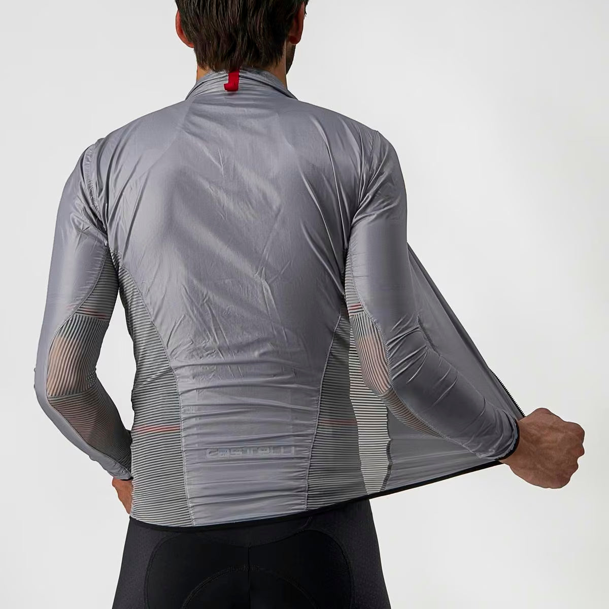 Castelli Aria Shell Jacket Men's Silver Gray - Image 8