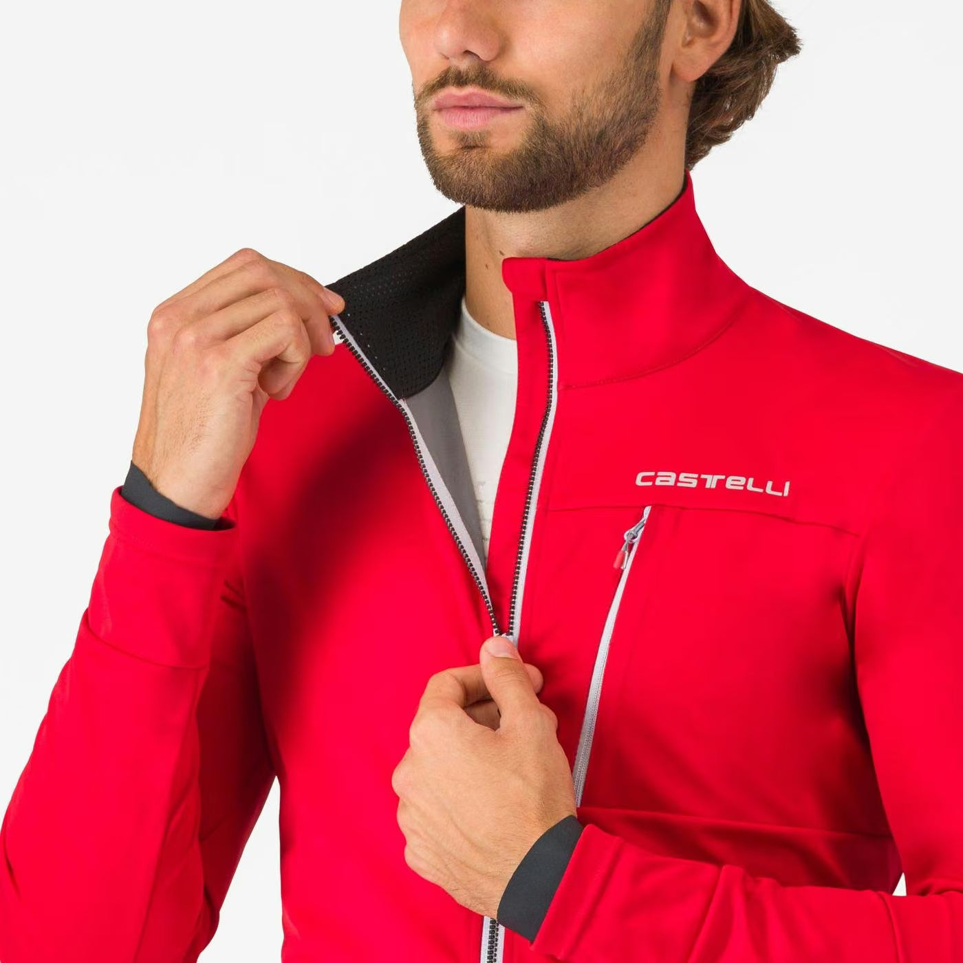 Castelli Go Jacket Men's Red/Silver Gray - Image 3