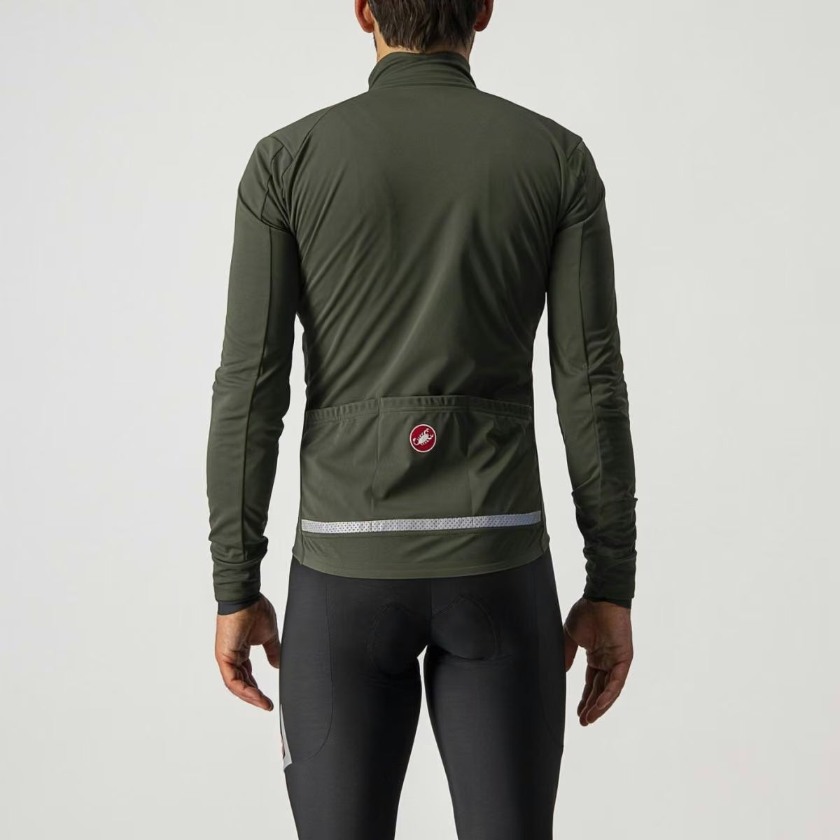 Castelli Go Jacket Men's Military Green/Fiery Red - Image 2