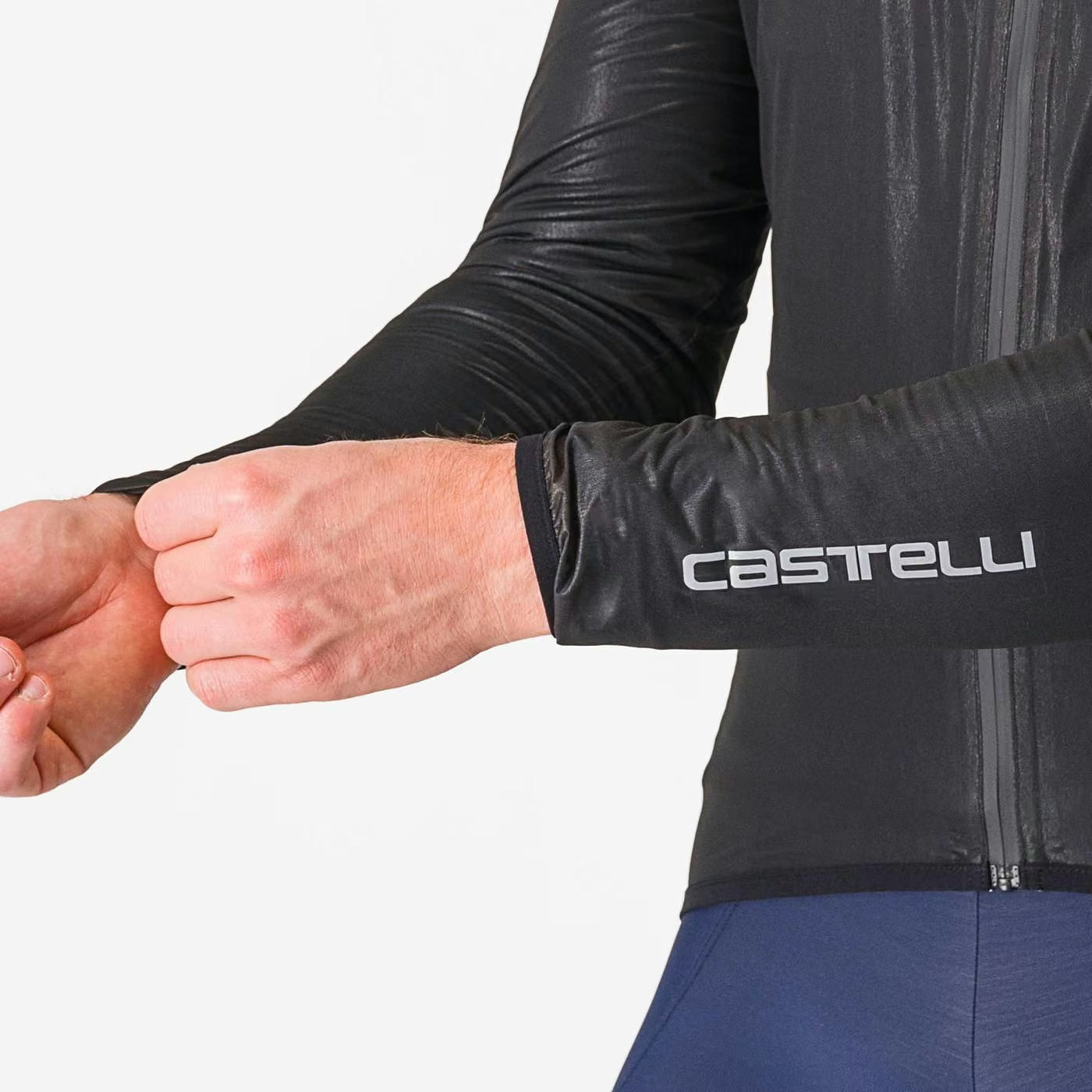 Castelli Squall Shell Jacket Men's Light Black / Silver Gray - Image 4