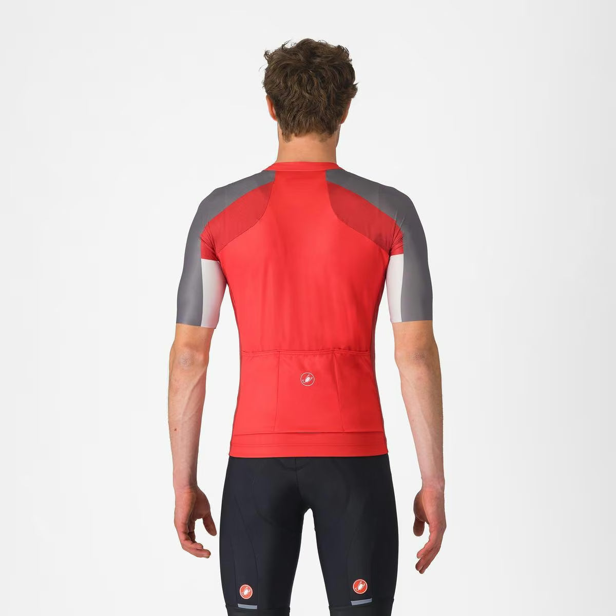 Castelli Entrata 6 Jersey Red/Smoky Gray - Silver Gray - Image 2