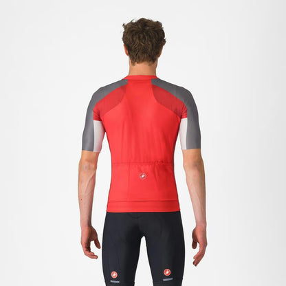 Castelli Entrata 6 Jersey Red/Smoky Gray - Silver Gray - Image 2