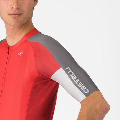 Castelli Entrata 6 Jersey Red/Smoky Gray - Silver Gray - Image 5