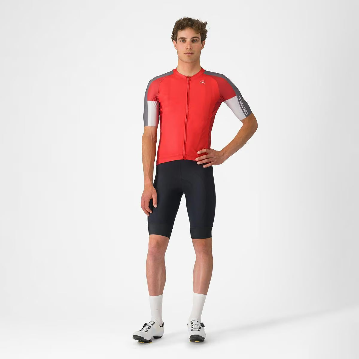 Castelli Entrata 6 Jersey Red/Smoky Gray - Silver Gray - Image 6