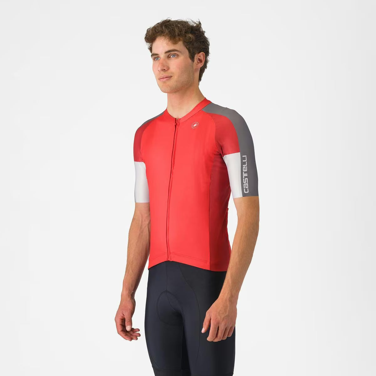 Castelli Entrata 6 Jersey Red/Smoky Gray - Silver Gray - Image 1