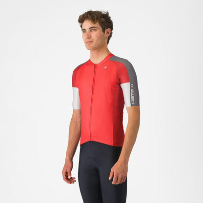 Castelli Entrata 6 Jersey Red/Smoky Gray - Silver Gray - Image 1