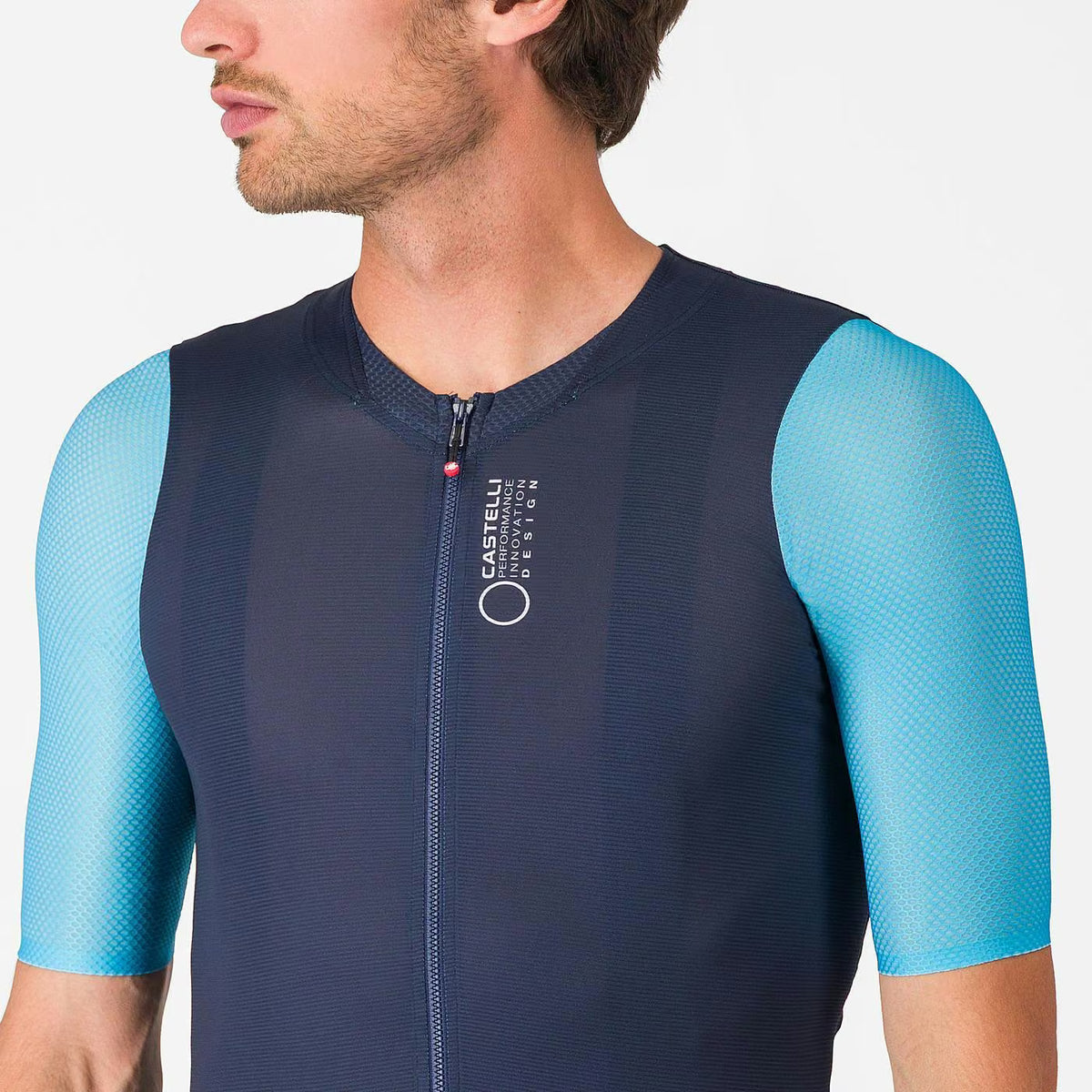 Castelli Corretto Jersey Men's Belgian Blue/Neon Cobalt-Whit - Image 3