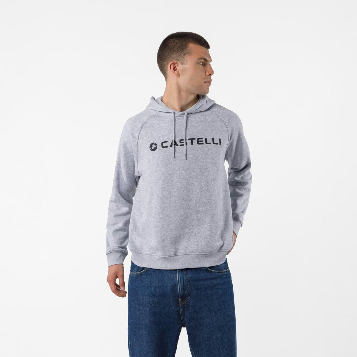 Castelli Logo Hoodie Melagne Gray - Image 1