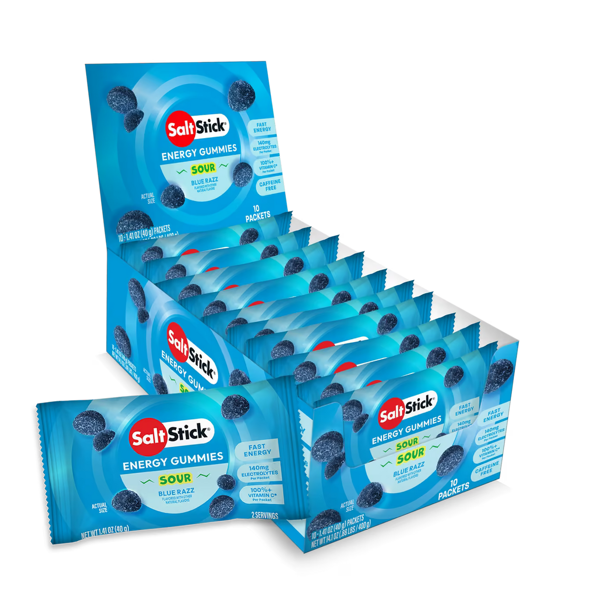 Saltstick Sour Blue Razz Energy Gummies - Image 2