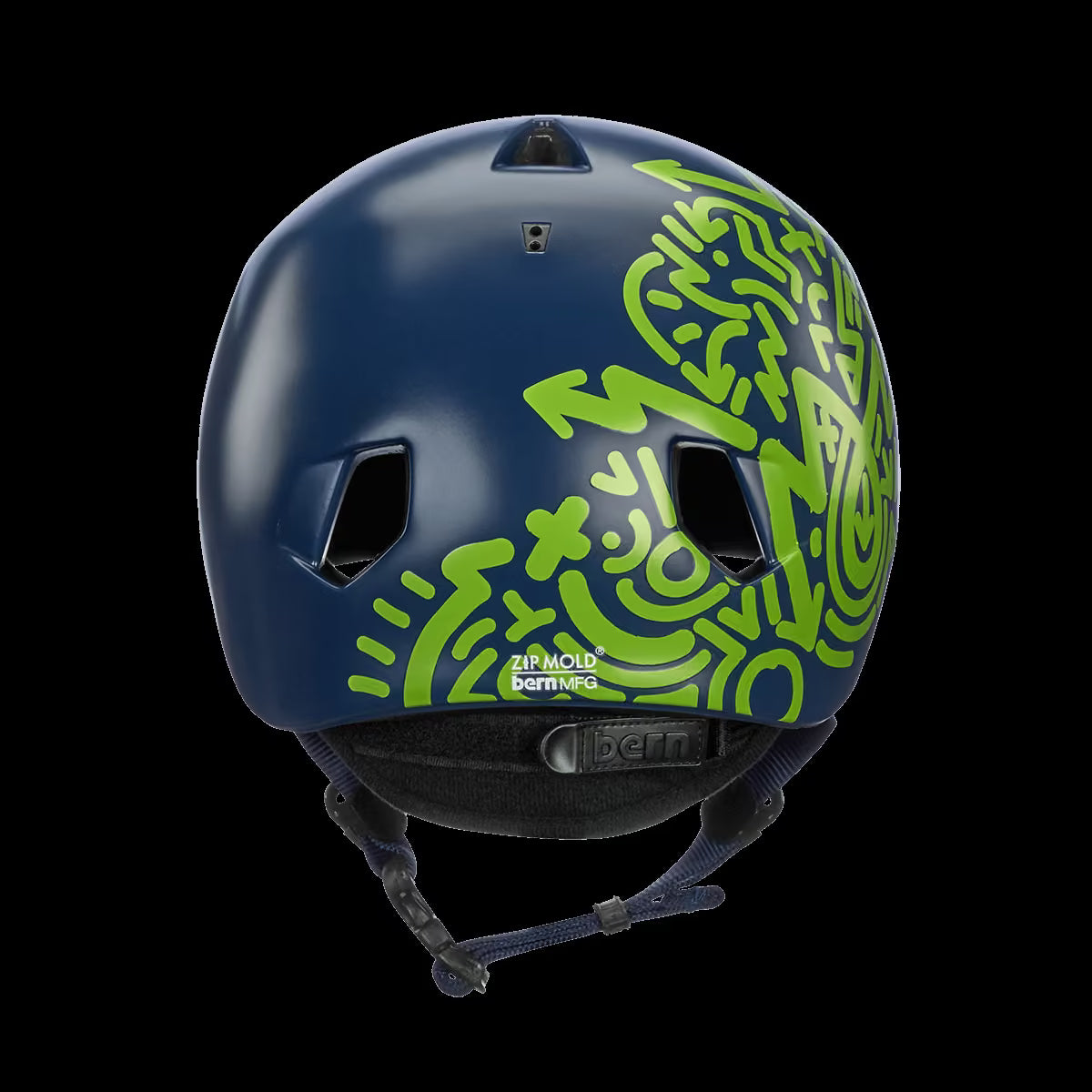 Bern Nino Satin Navy Blue Zig-Zag w/ Flip Visor - Image 3