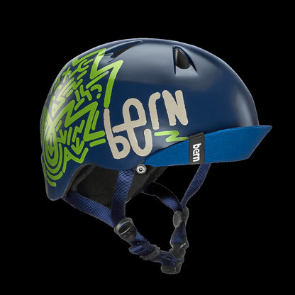 Bern Nino Satin Navy Blue Zig-Zag w/ Flip Visor - Image 1