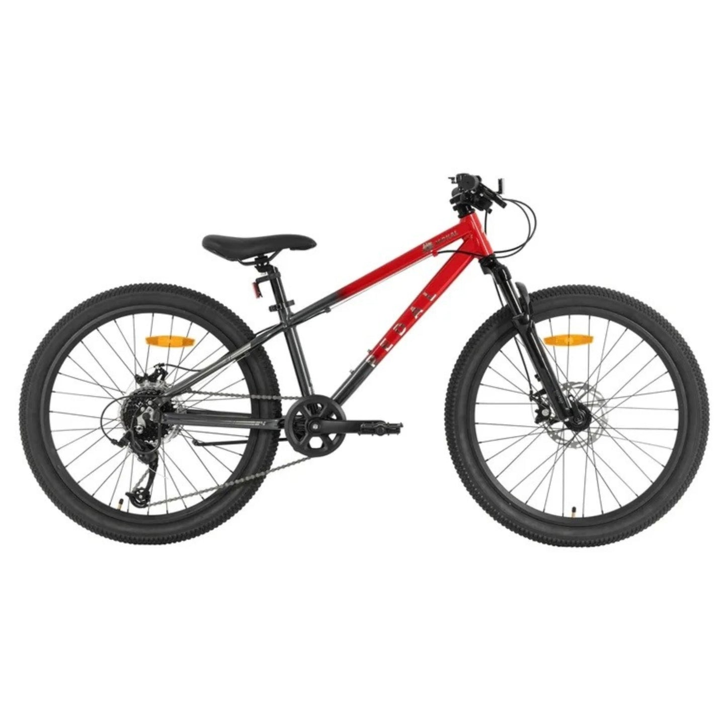 Pedal Jackal 24 Kids Mountain Bike - Red Charcoal Side View