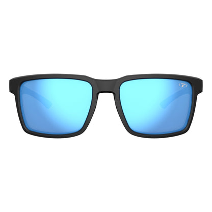 Tifosi Sylo Sunglasses Matte Black with Smoke Bright Blue Lens

