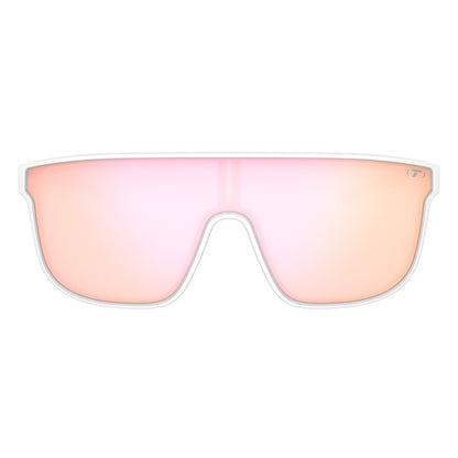 Tifosi Sanctum XL Sunglasses Matte White with Pink Mirror Lens

